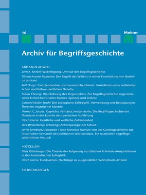 cover image of Archiv für Begriffsgeschichte. Band 46